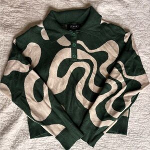 Funky Swirl Sweater Cider—Green & Cream